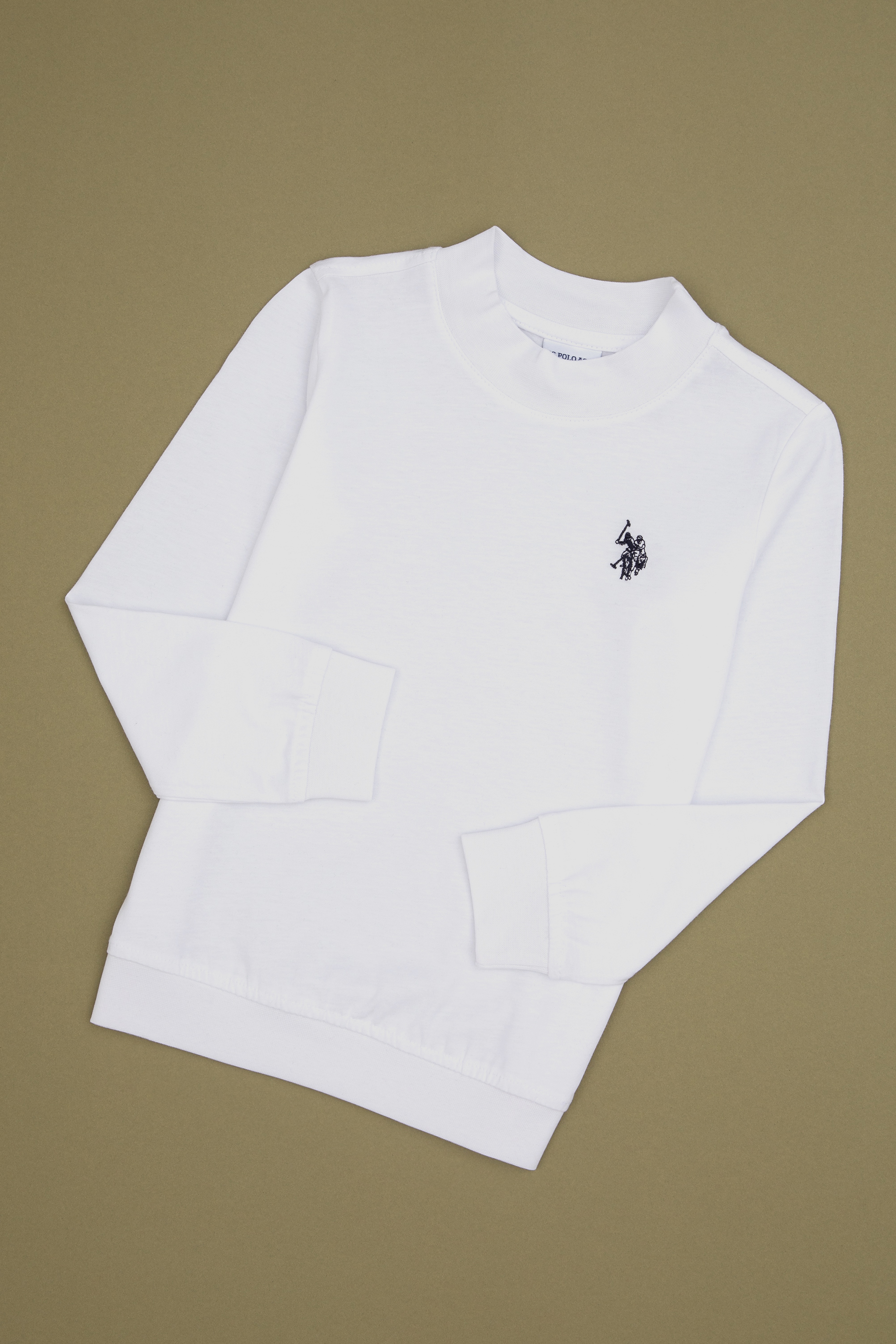 Erkek Çocuk Beyaz Basic Bisiklet Yaka Sweatshirt - Image 3