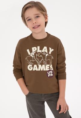 Erkek Çocuk Haki Bisiklet Yaka Sweatshirt - 50311149007