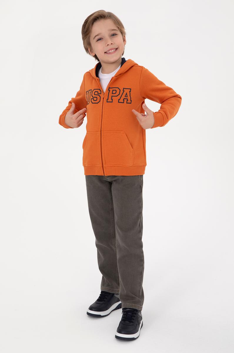 Erkek Çocuk Bakır Örme Fermuarlı Kapüşonlu Hırka