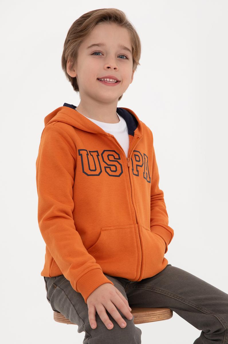 Erkek Çocuk Bakır Örme Fermuarlı Kapüşonlu Hırka