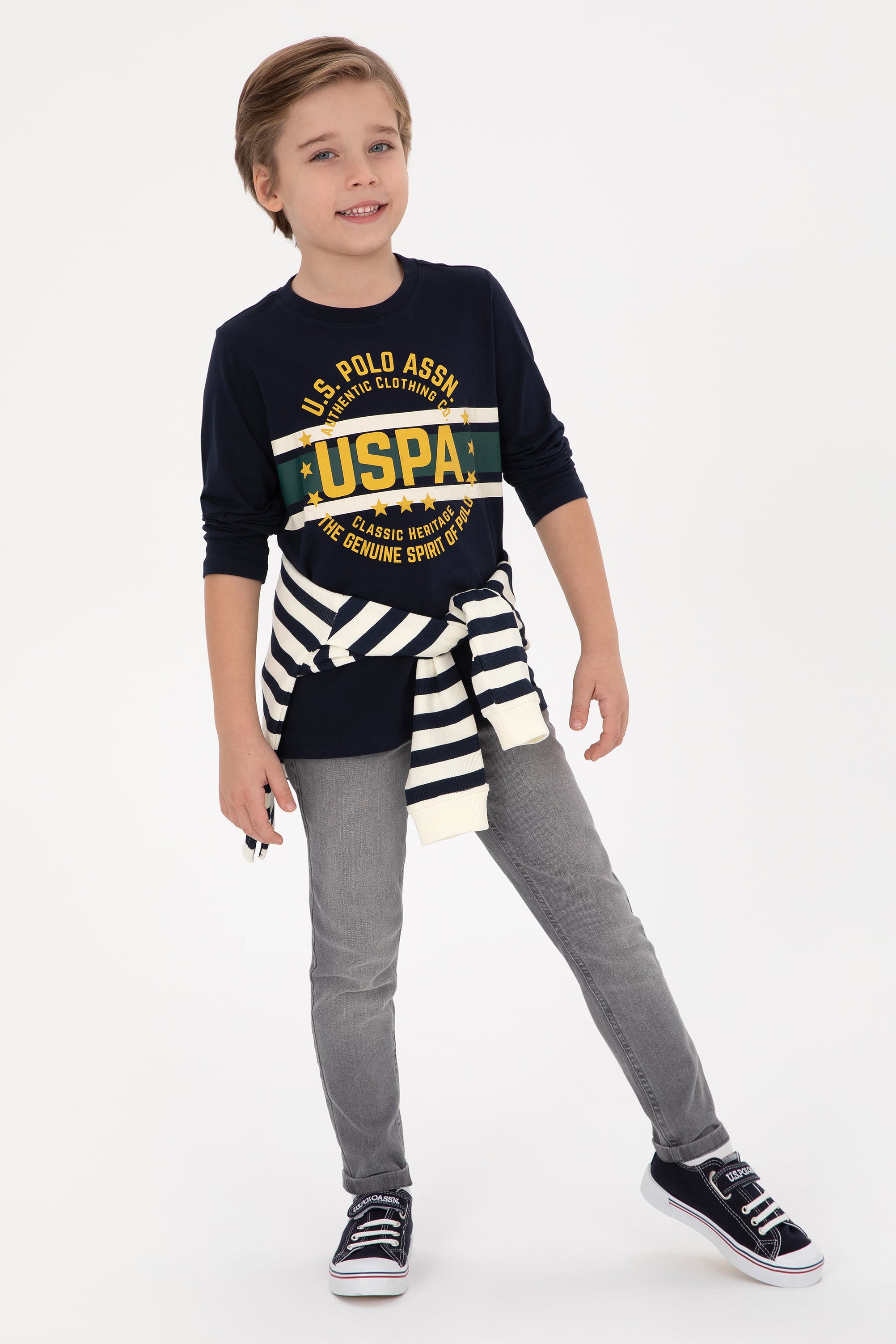 Erkek Çocuk Lacivert Bisiklet Yaka Süprem Sweatshirt - Image 2