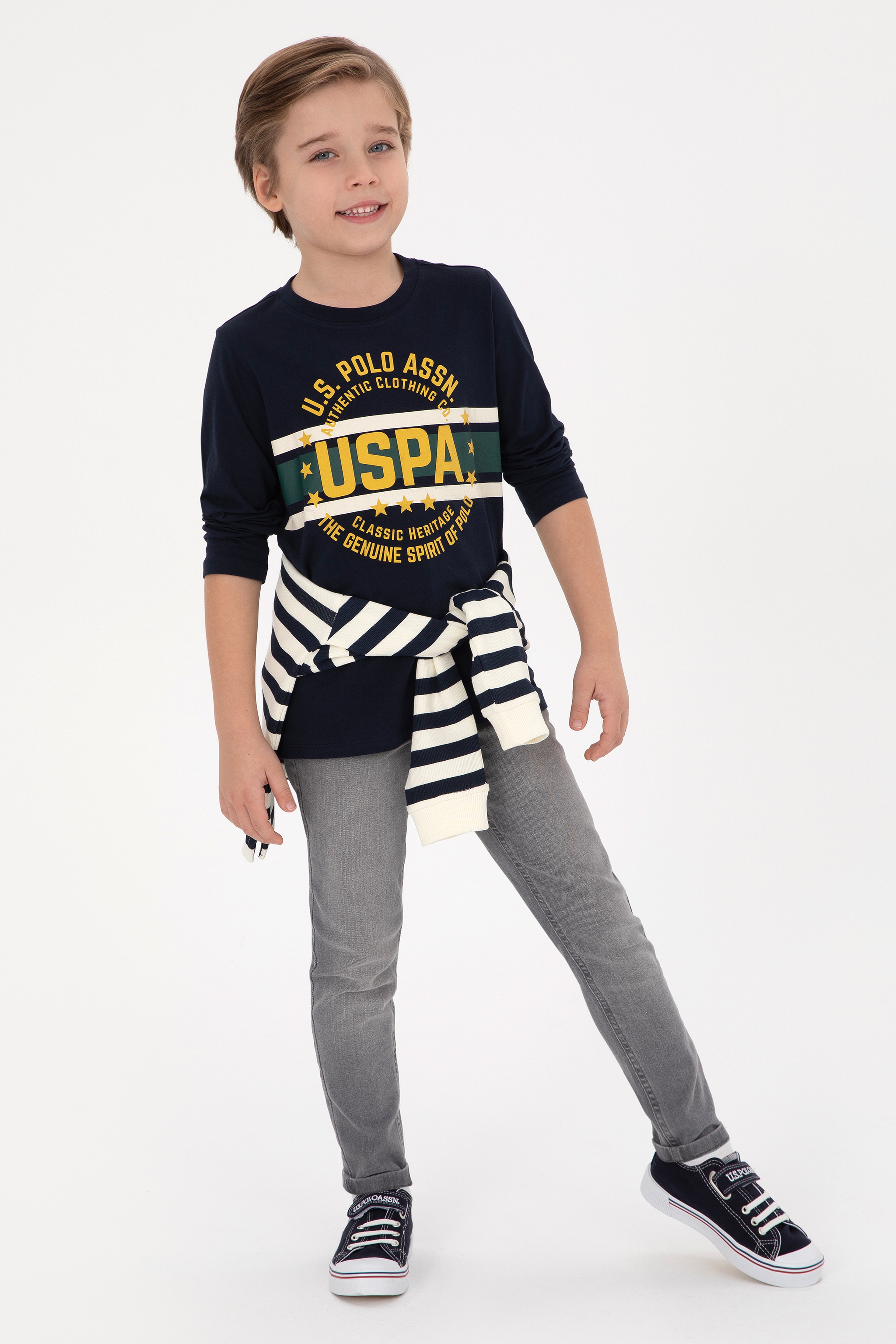 Erkek Çocuk Lacivert Bisiklet Yaka Süprem Sweatshirt