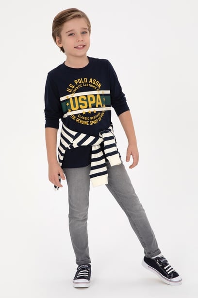Erkek Çocuk Lacivert Bisiklet Yaka Süprem Sweatshirt
