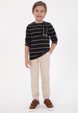 Erkek Çocuk Açık Lacivert Bisiklet Yaka Süprem Sweatshirt - 50316622015