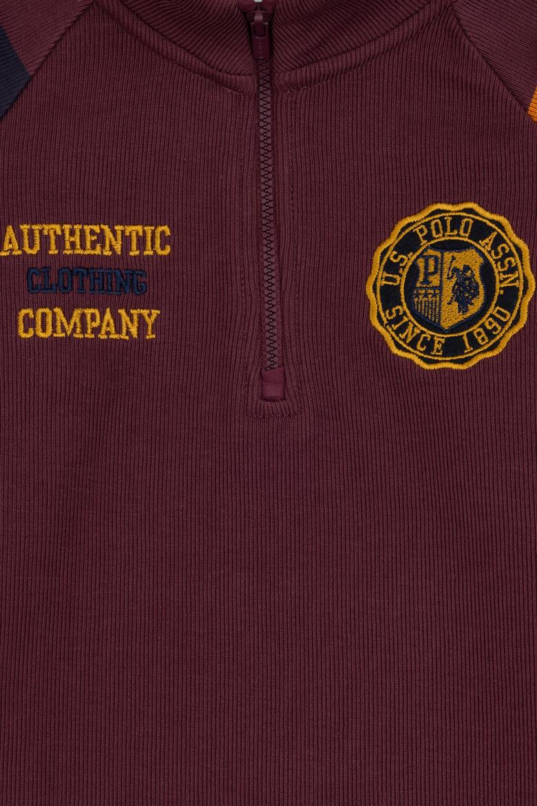 Erkek Çocuk Bordo Yarım Fermuarlı Sweatshirt - 50308557012