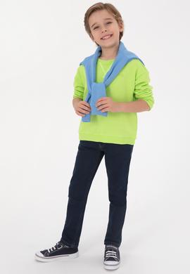 Erkek Çocuk Yeşil Bisiklet Yaka Basic Sweatshirt - 50313829122