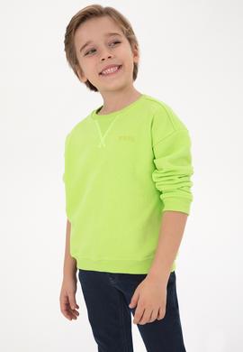 Erkek Çocuk Yeşil Bisiklet Yaka Basic Sweatshirt - 50313829122