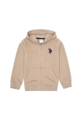 Erkek Çocuk Koyu Bej Fermuarlı Kapüşonlu Sweatshirt - 50316706090