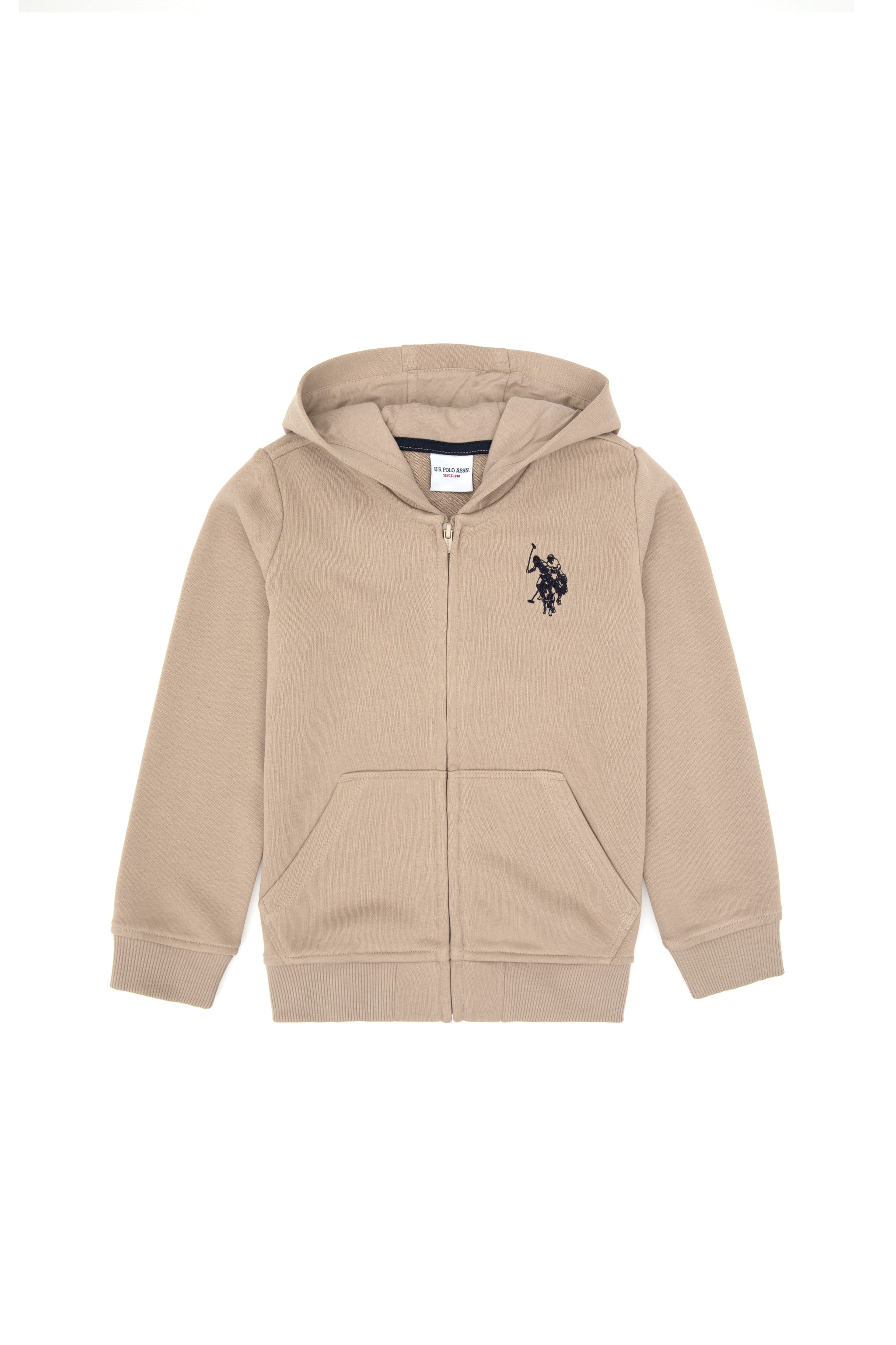 Erkek Çocuk Koyu Bej Fermuarlı Kapüşonlu Sweatshirt