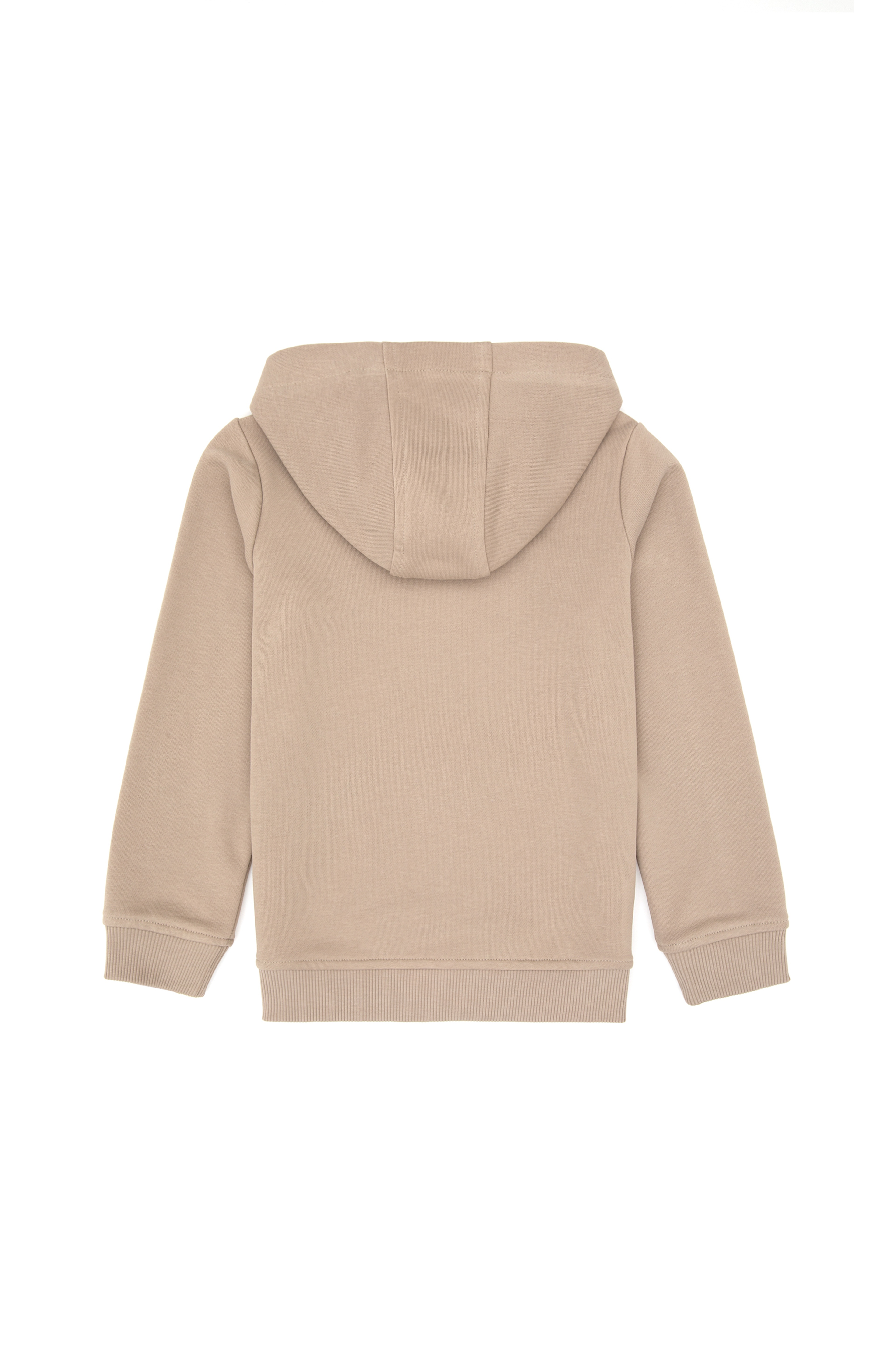 Erkek Çocuk Koyu Bej Fermuarlı Kapüşonlu Sweatshirt - Image 5