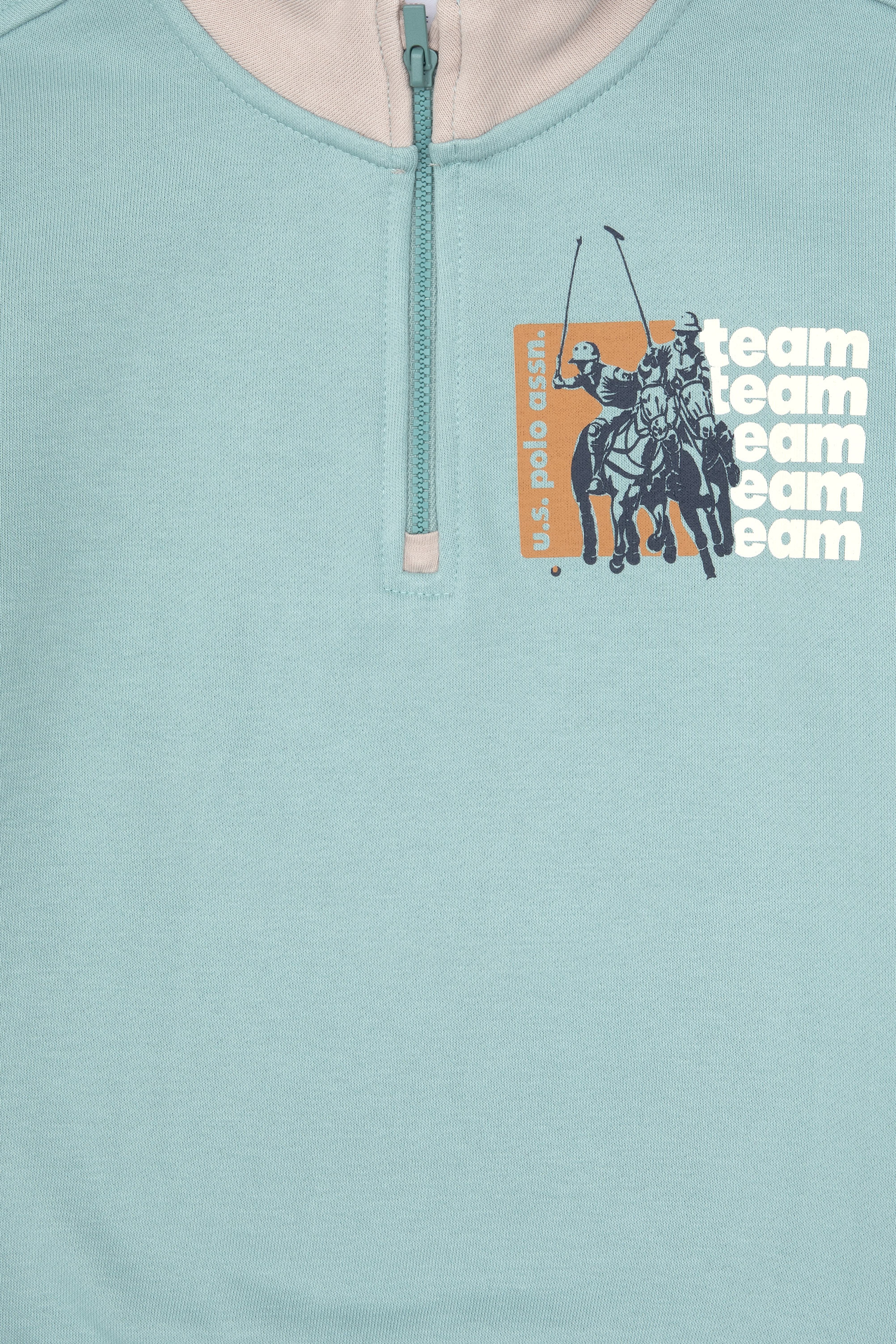 Erkek Çocuk Mint Yarım Fermuarlı Sweatshirt - Image 5