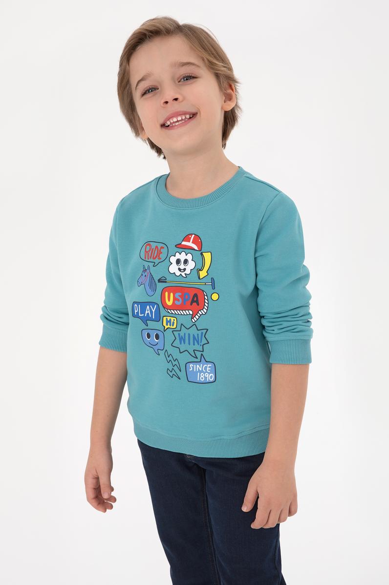 Erkek Çocuk Mint Bisiklet Yaka Sweatshirt