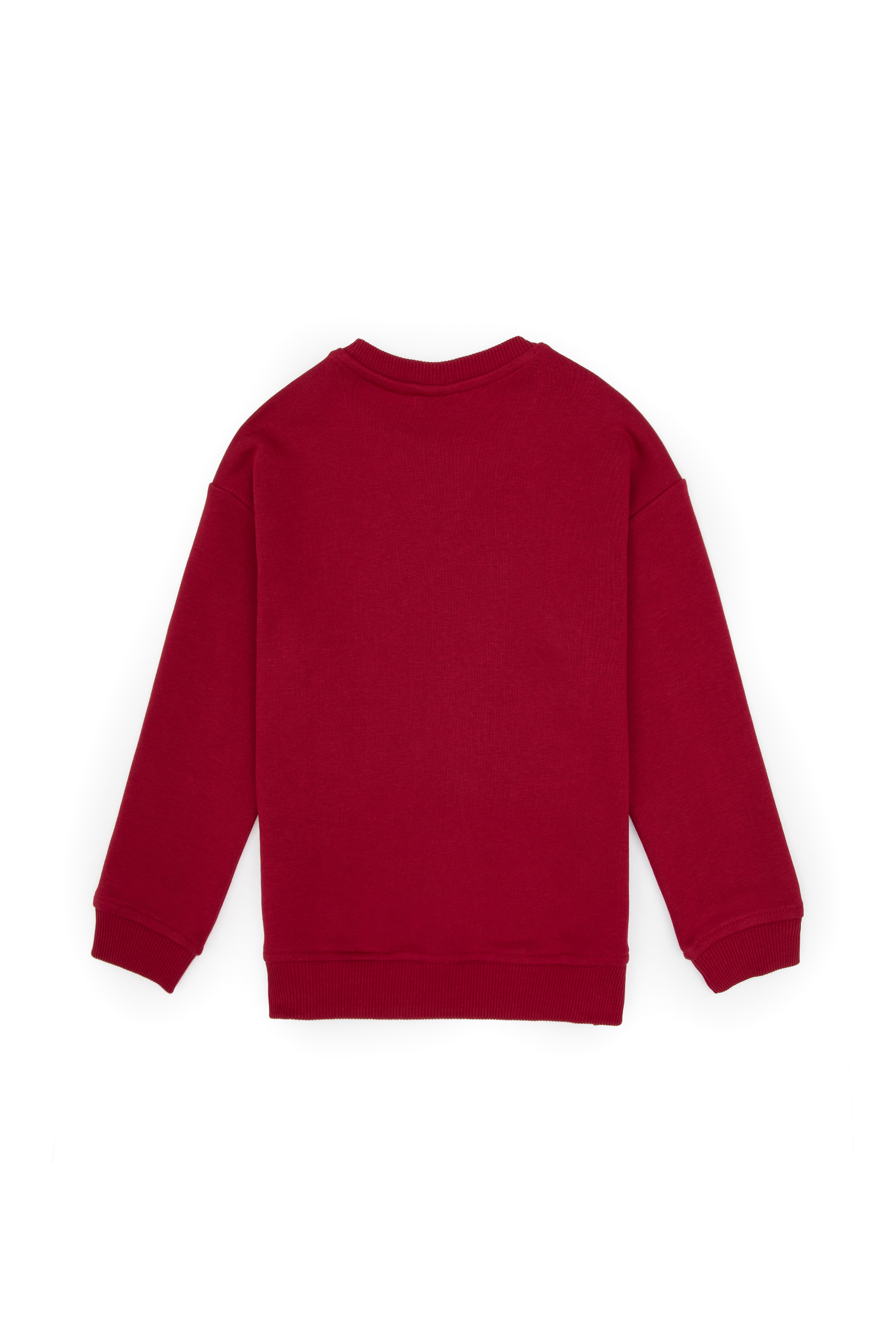 Erkek Çocuk Koyu Frambuaz Bisiklet Yaka Basic Sweatshirt
