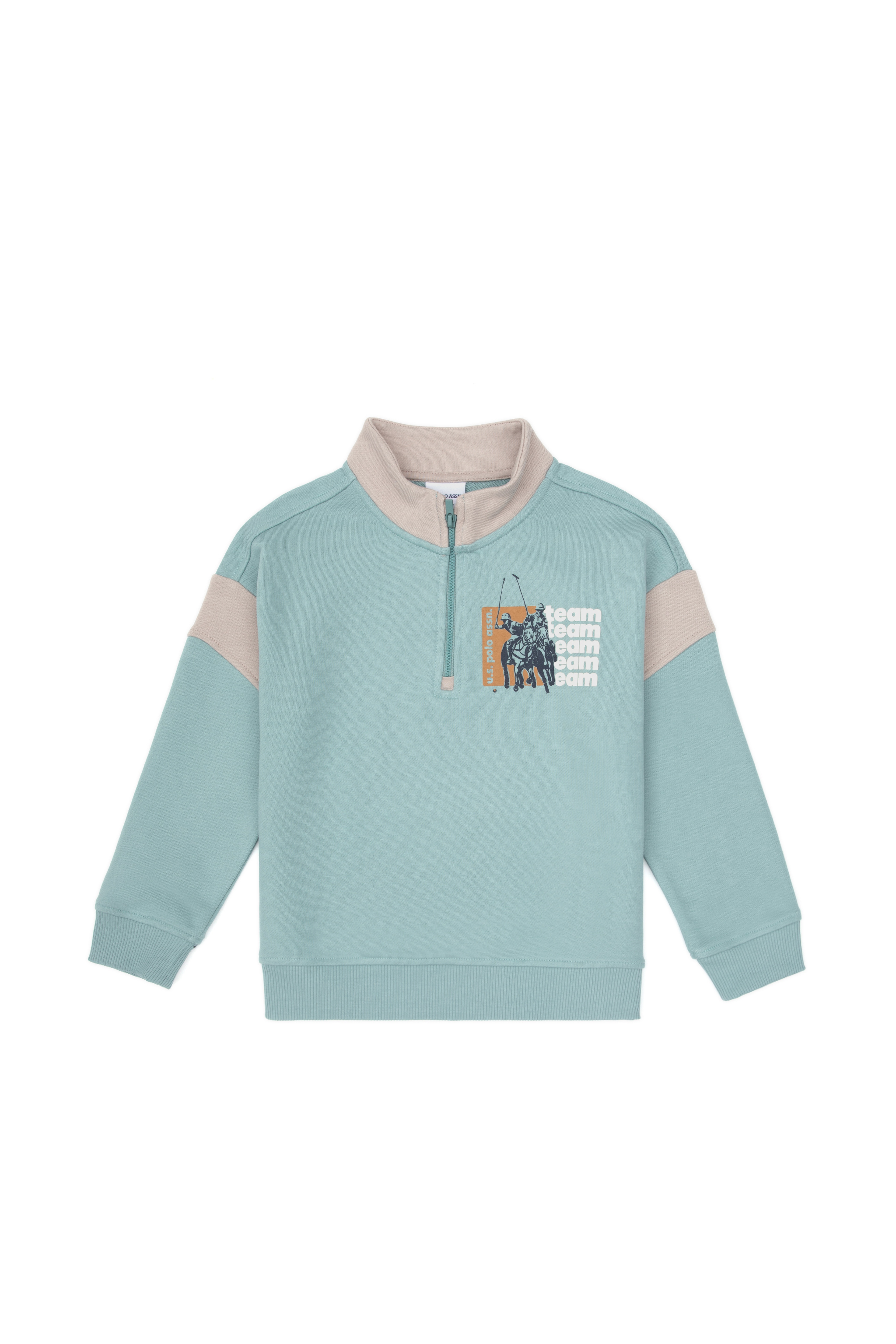 Erkek Çocuk Mint Yarım Fermuarlı Sweatshirt - Image 3