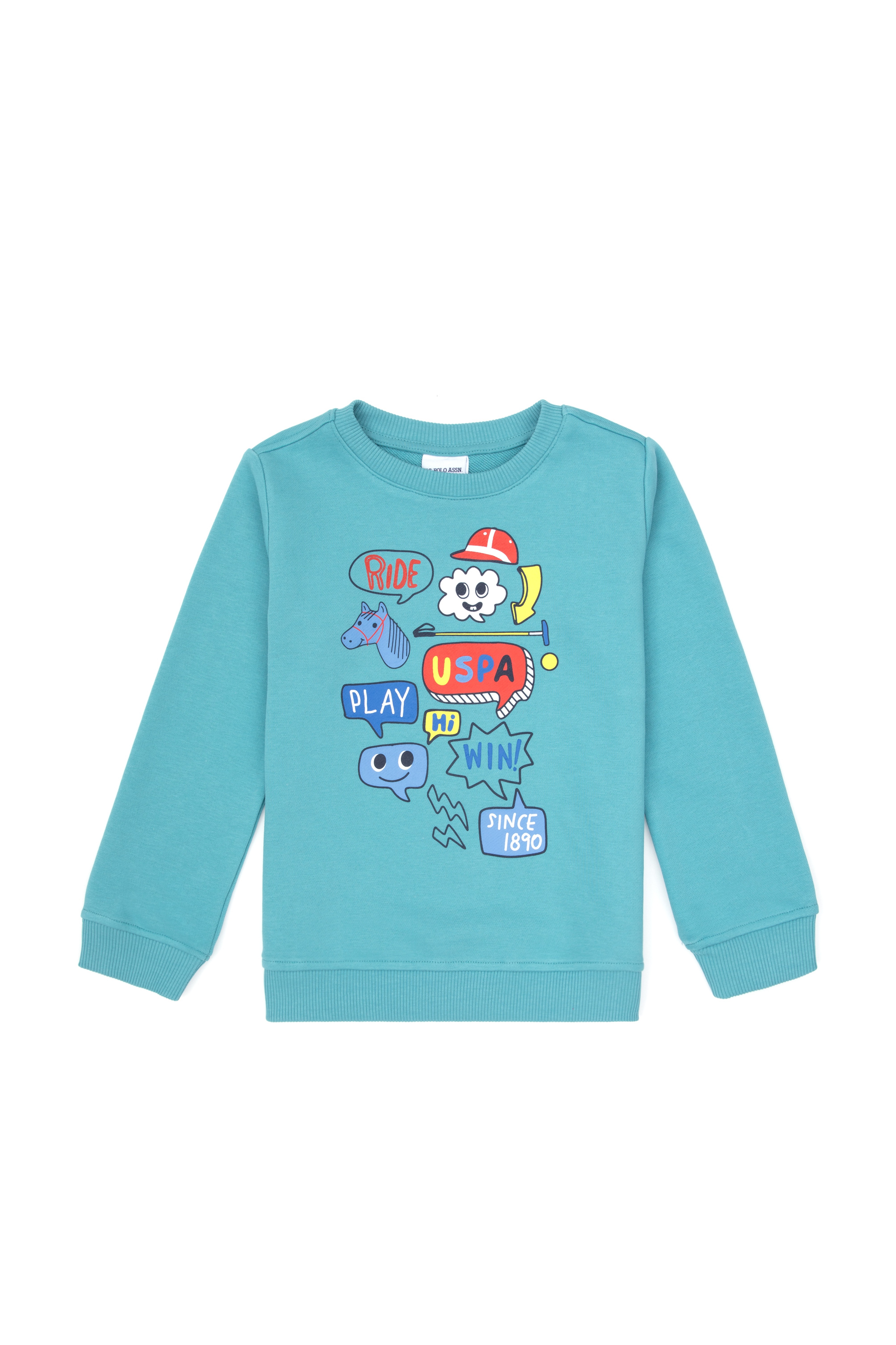 Erkek Çocuk Mint Bisiklet Yaka Sweatshirt - Image 3