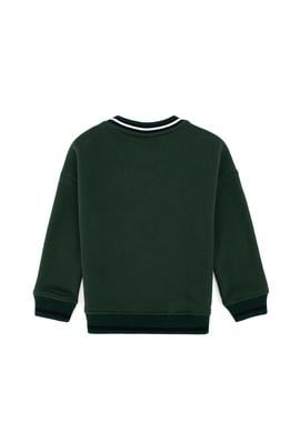 Erkek Çocuk Koyu Yeşil Bisiklet Yaka Şardonlu Sweatshirt - 50308542019