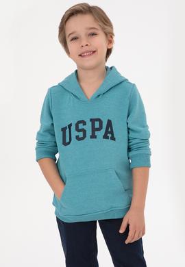 Erkek Çocuk Mint Melanj Kapüşonlu Basic Sweatshirt - 50314005160