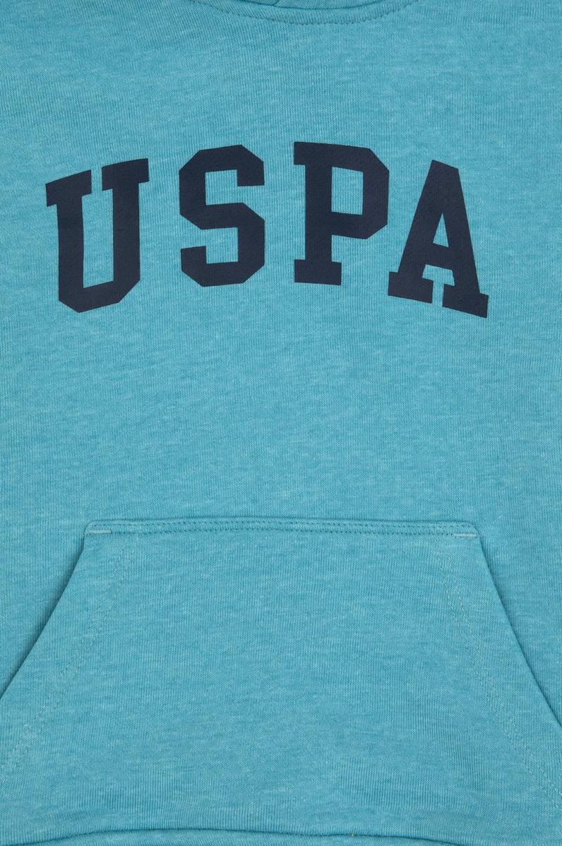 Erkek Çocuk Mint Melanj Kapüşonlu Basic Sweatshirt