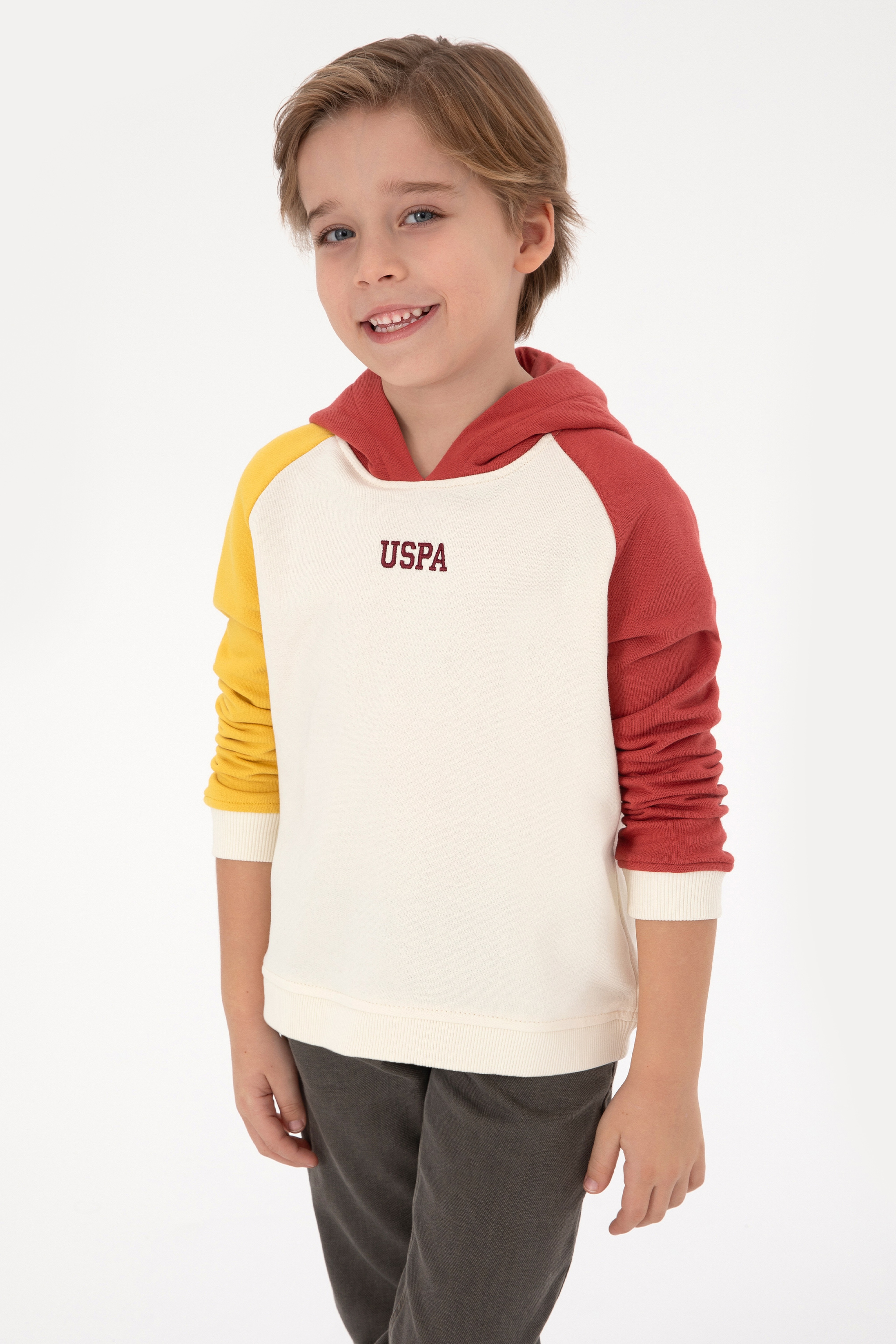 Erkek Çocuk Krem Kapüşonlu Sweatshirt - Image 1