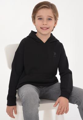 Erkek Çocuk Siyah Kapüşonlu Basic Sweatshirt - 50313941066