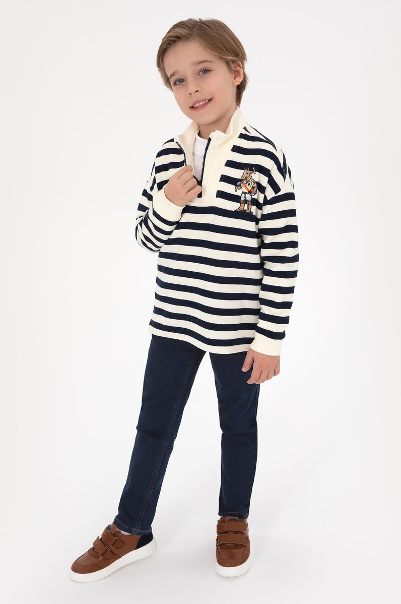 Erkek Çocuk Lacivert Yarm Fermuarlı Süprem Sweatshirt