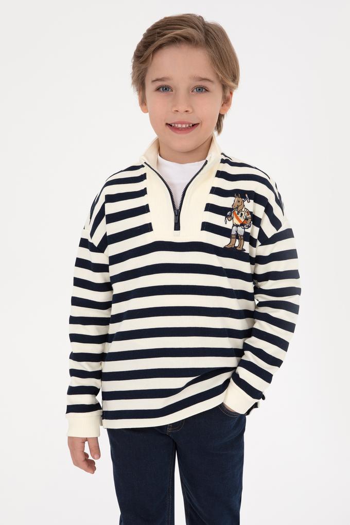 Erkek Çocuk Lacivert Yarm Fermuarlı Süprem Sweatshirt