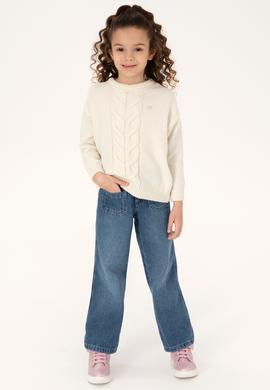 Kız Çocuk Krem Kazak - 50316278009