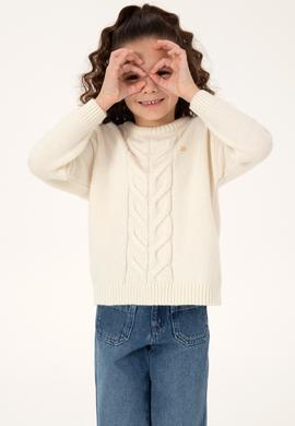 Kız Çocuk Krem Kazak - 50316278009