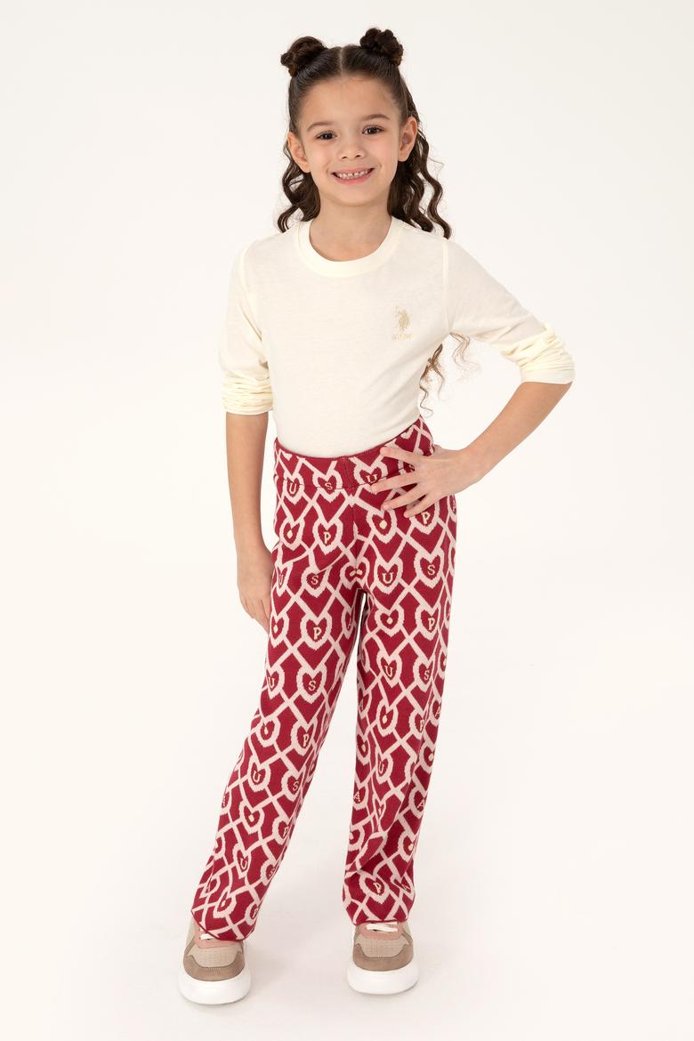 Kız Çocuk Koyu Frambuaz Triko Pantolon - 50316834007