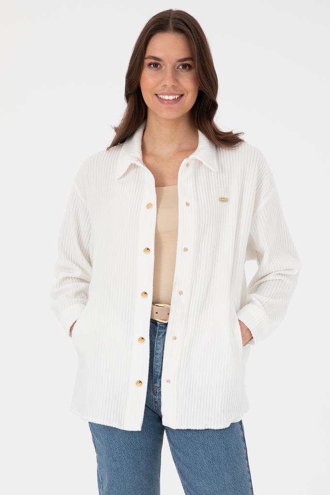 Kadın Krem Örme Gömlek