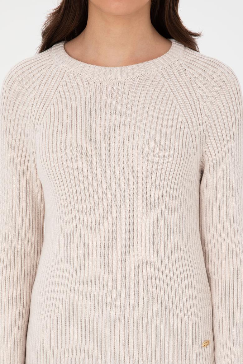 Kadın Krem Bisiklet Yaka Kazak - 50297095012