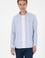 Erkek  Beyaz Çizgili Uzun Kollu Açık Mavi Gömlek