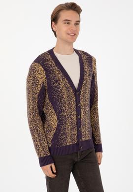 Erkek Mürdüm Triko Hırka - 50308240017