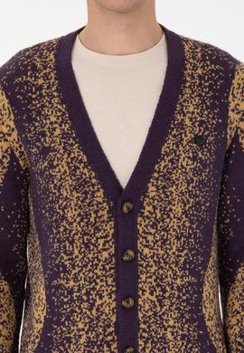 Erkek Mürdüm Triko Hırka - 50308240017