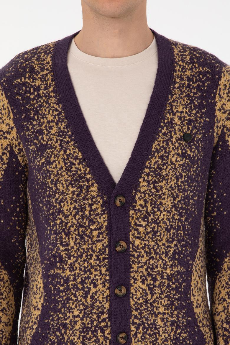 Erkek Mürdüm Triko Hırka - 50308240017