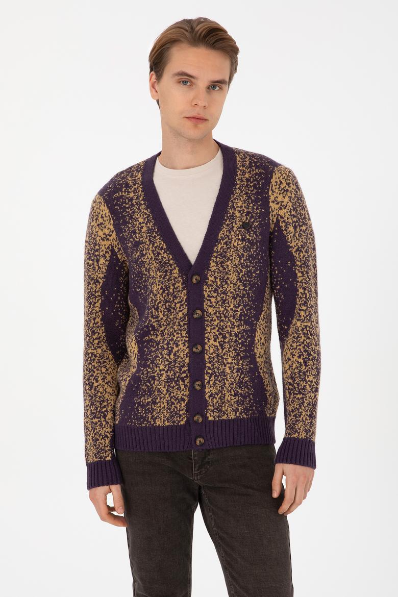 Erkek Mürdüm Triko Hırka