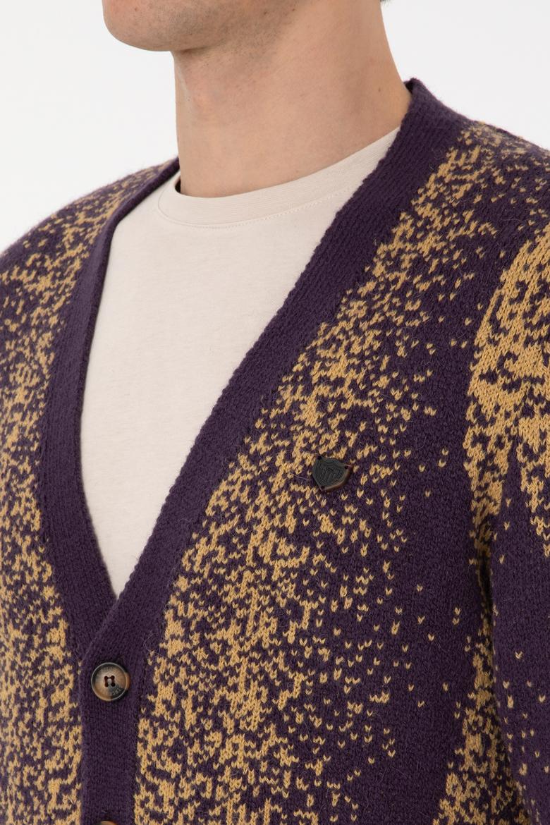 Erkek Mürdüm Triko Hırka - 50308240017