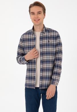Erkek Açık Lacivert Uzun Kollu Ekoseli Gömlek - 50308575007