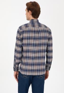 Erkek Açık Lacivert Uzun Kollu Ekoseli Gömlek - 50308575007
