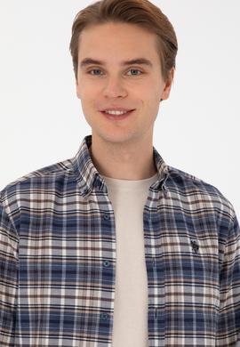 Erkek Açık Lacivert Uzun Kollu Ekoseli Gömlek - 50308575007