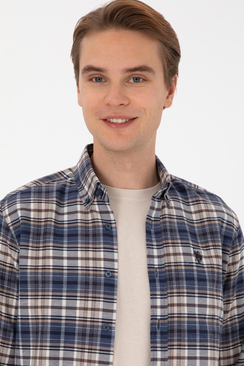 Erkek Açık Lacivert Uzun Kollu Ekoseli Gömlek - 50308575007