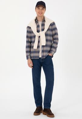 Erkek Açık Lacivert Uzun Kollu Ekoseli Gömlek - 50308575007