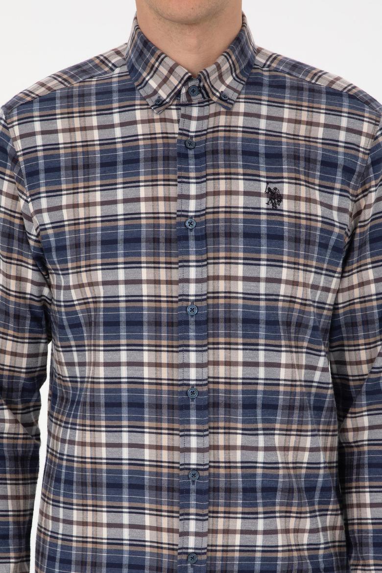 Erkek Açık Lacivert Uzun Kollu Ekoseli Gömlek - 50308575007