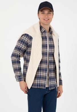 Erkek Açık Lacivert Uzun Kollu Ekoseli Gömlek - 50308575007