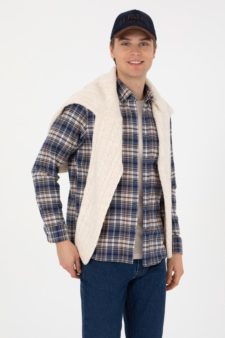 Erkek Açık Lacivert Uzun Kollu Ekoseli Gömlek - 50308575007