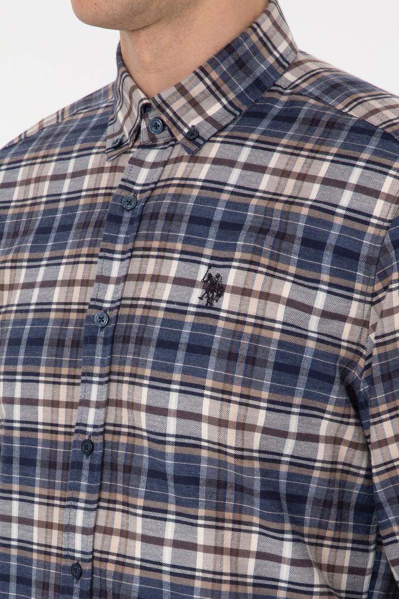 Erkek Açık Lacivert Uzun Kollu Ekoseli Gömlek - 50308575007