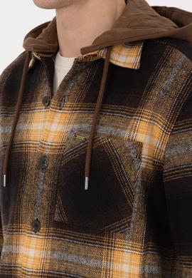 Erkek Kahverengi Ekoseli Kapüşonlu Gömlek - 50308139005