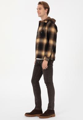 Erkek Kahverengi Ekoseli Kapüşonlu Gömlek - 50308139005