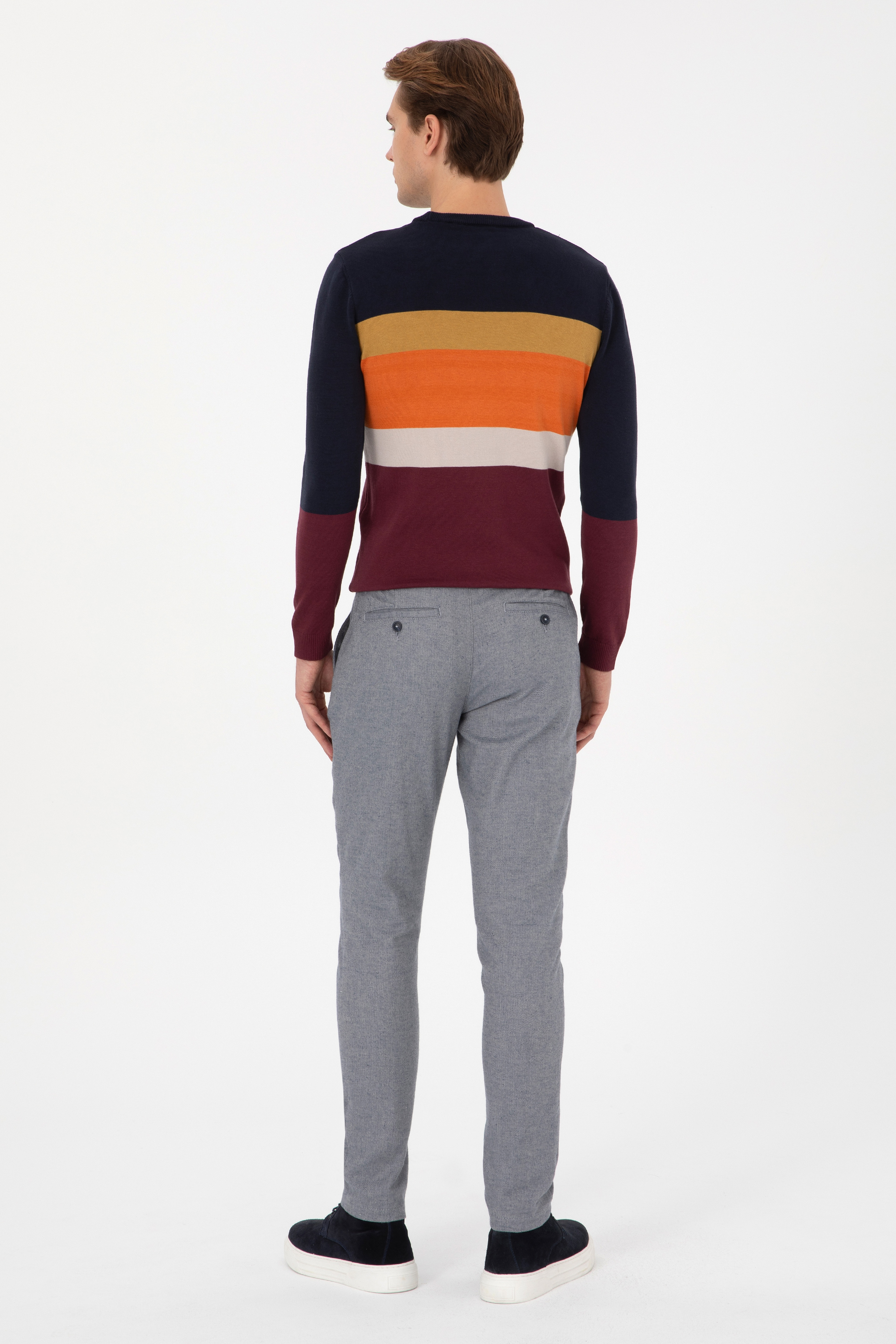 Erkek Slim Fit Saks Kanvas Pantolon - Image 4
