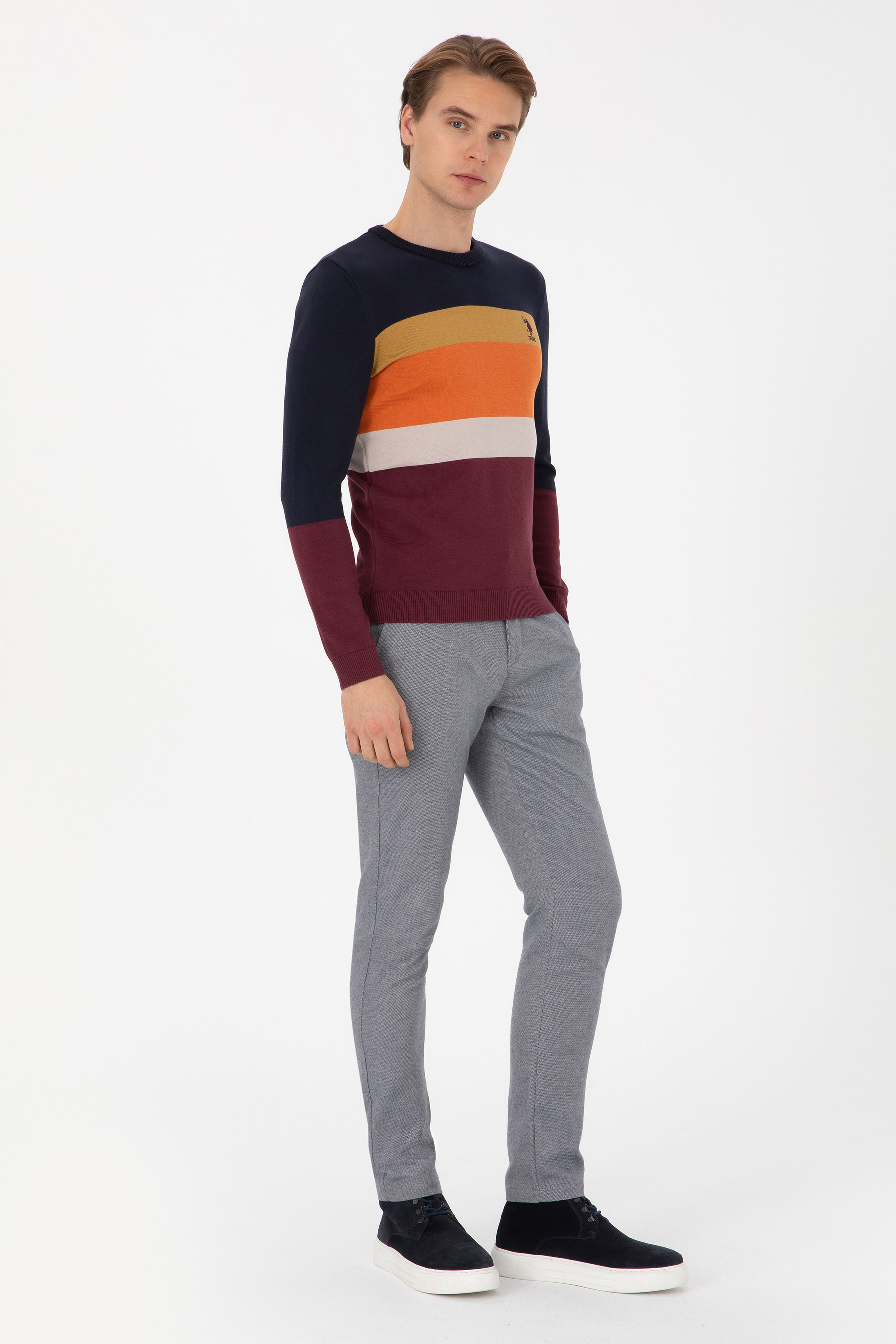 Erkek Slim Fit Saks Kanvas Pantolon